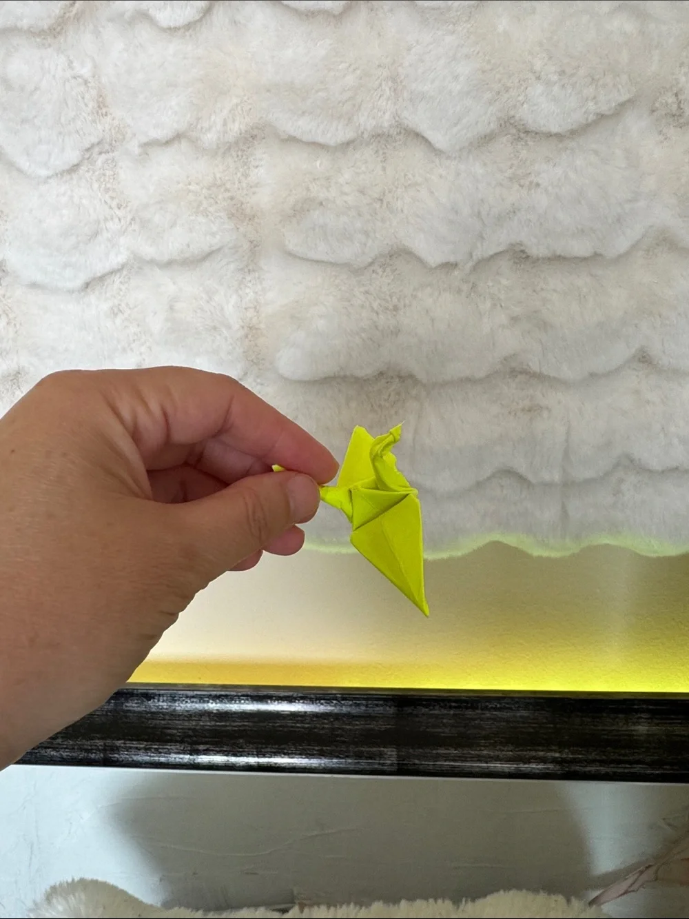Neon  gold and black Yellow Origami  cranes - arts and craft